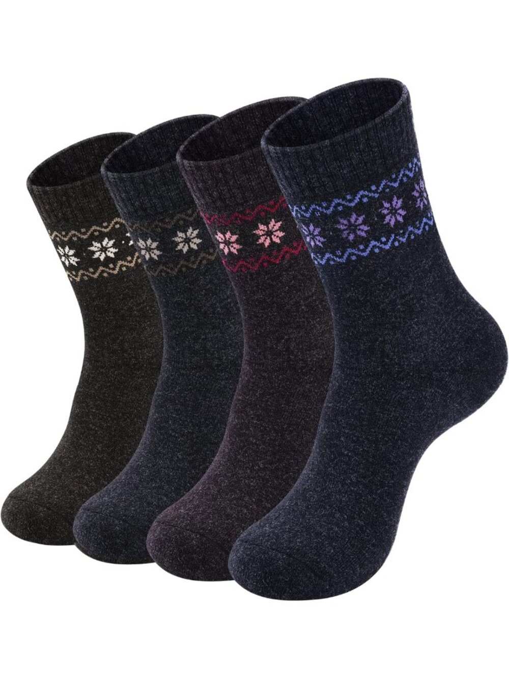Cozy Merino Wool Winter Socks for Women - Thick, Warm, 4 Pairs for Cold Weather